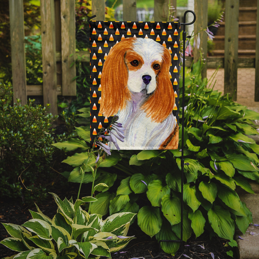 Cavalier Spaniel Candy Corn Halloween Portrait Flag Garden Size.