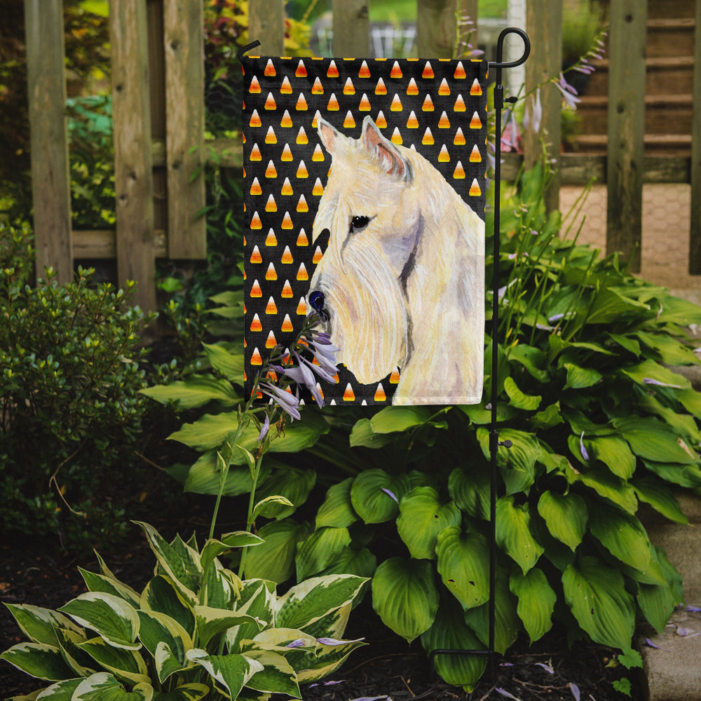 Scottish Terrier Wheaten Candy Corn Halloween Portrait Flag Garden Size.