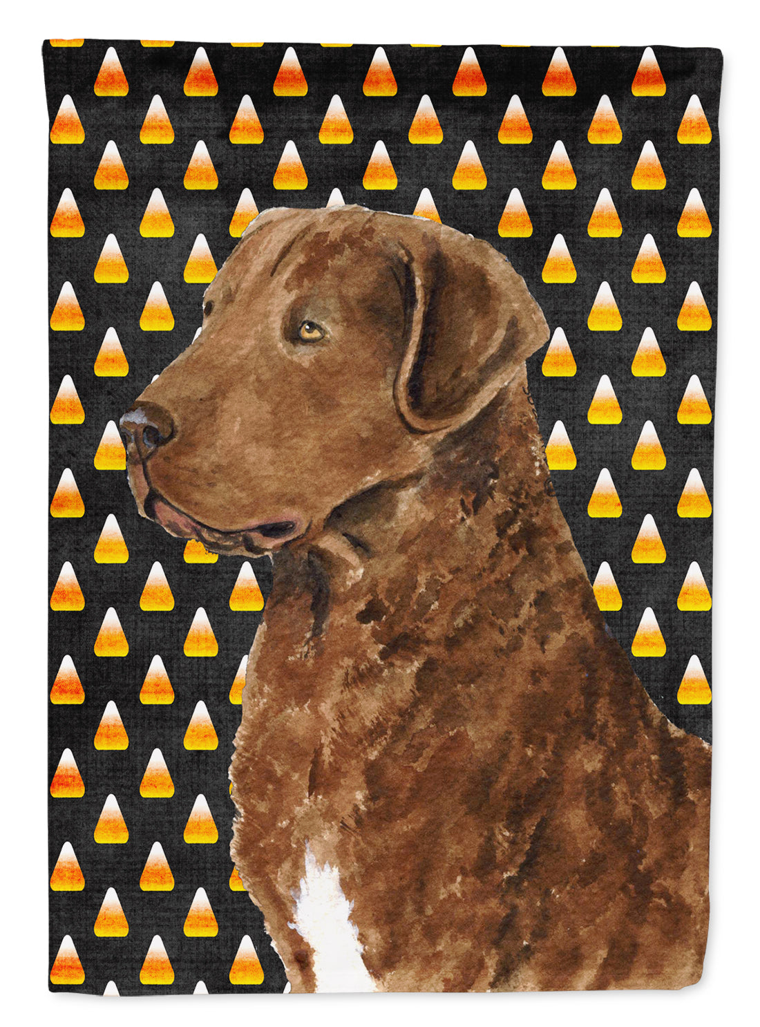 Chesapeake Bay Retriever Wheaten Candy Corn Halloween  Flag Canvas House Size  the-store.com.