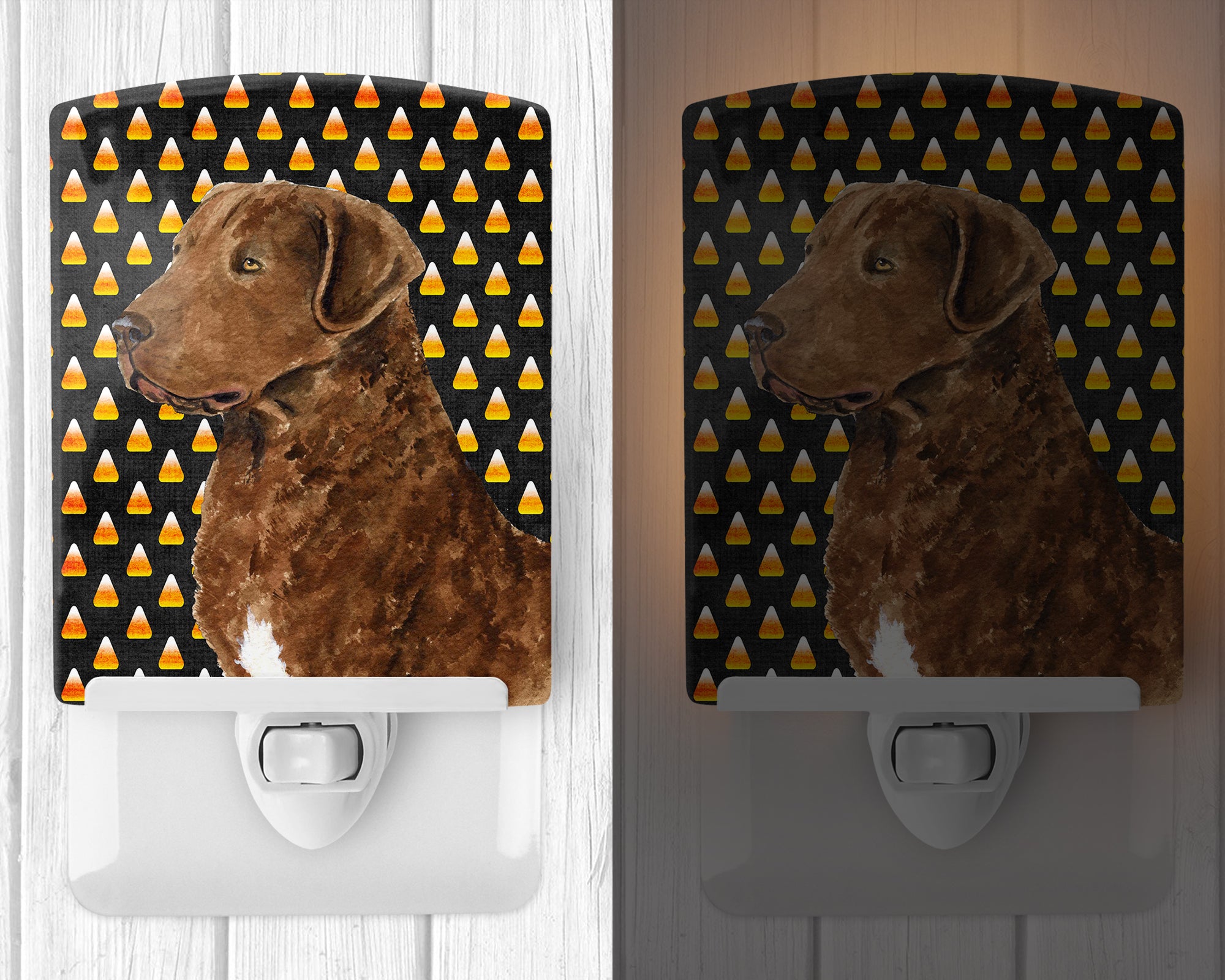 Chesapeake Bay Retriever Wheaten Candy Corn Halloween Portrait Ceramic Night Light SS4324CNL - the-store.com