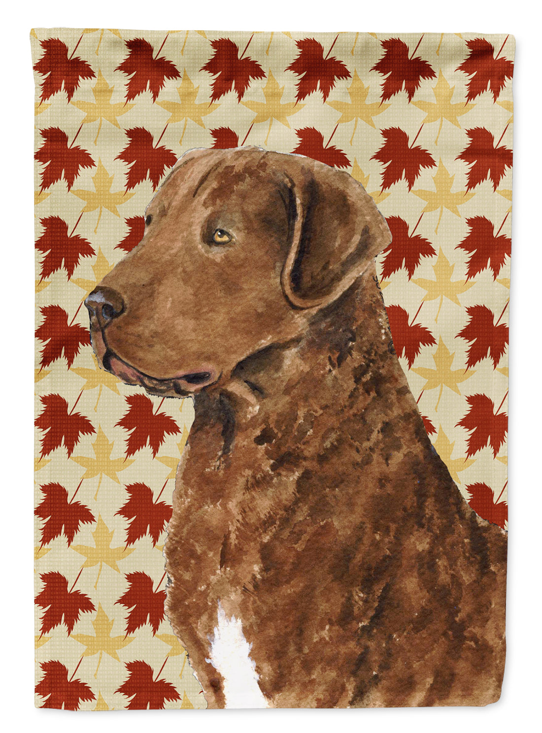 Chesapeake Bay Retriever Fall Leaves Portrait Flag Canvas House Size  the-store.com.