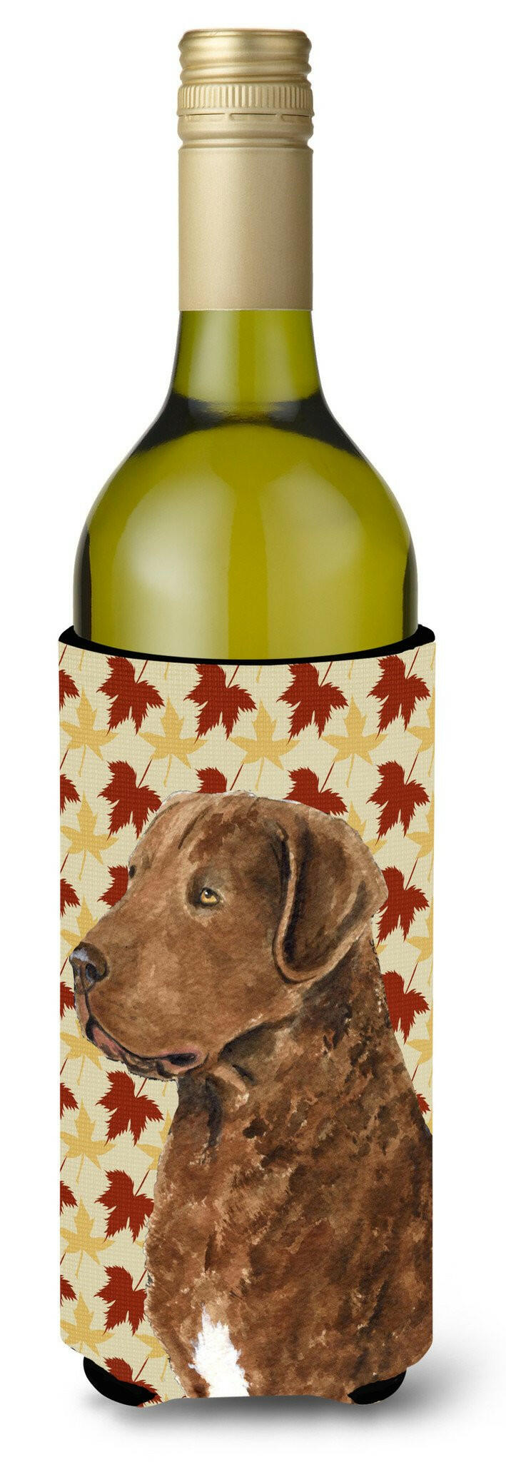 Chesapeake Bay Retriever Fall Leaves Portrait Wine Bottle Beverage Insulator Beverage Insulator Hugger by Caroline&#39;s Treasures