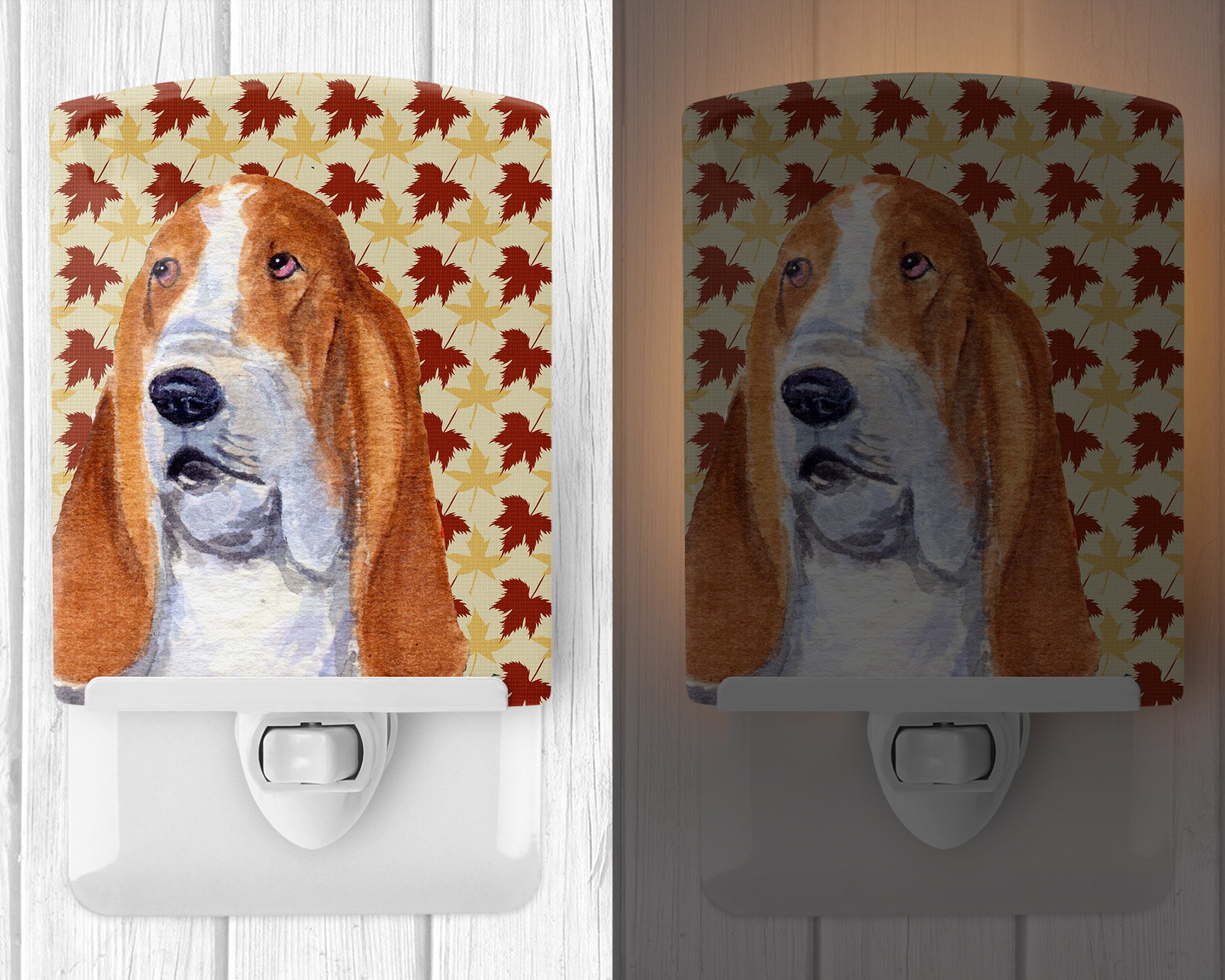 Bulldog English Fall Leaves Portrait Ceramic Night Light SS4328CNL - the-store.com