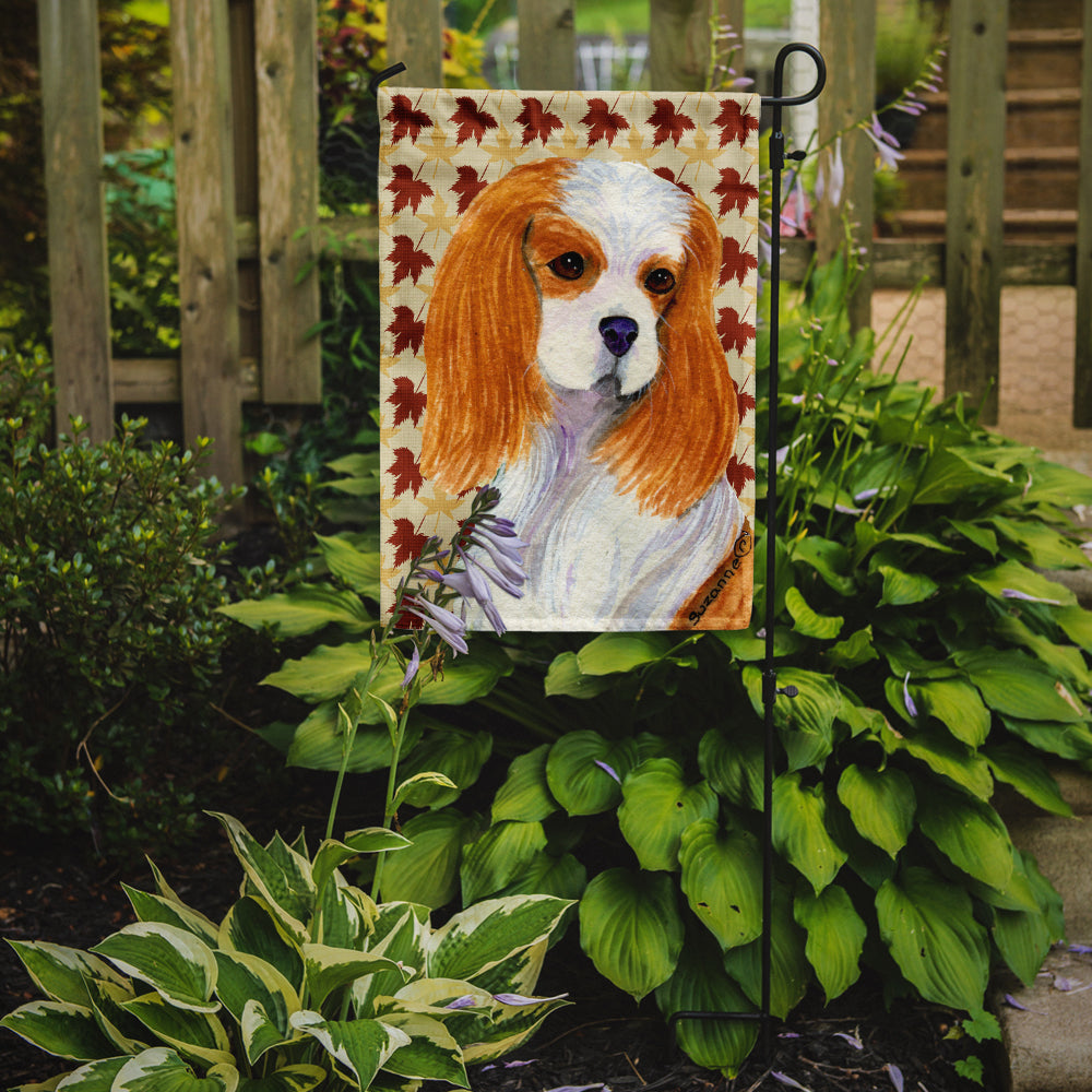 Cavalier Spaniel Fall Leaves Portrait Flag Garden Size.