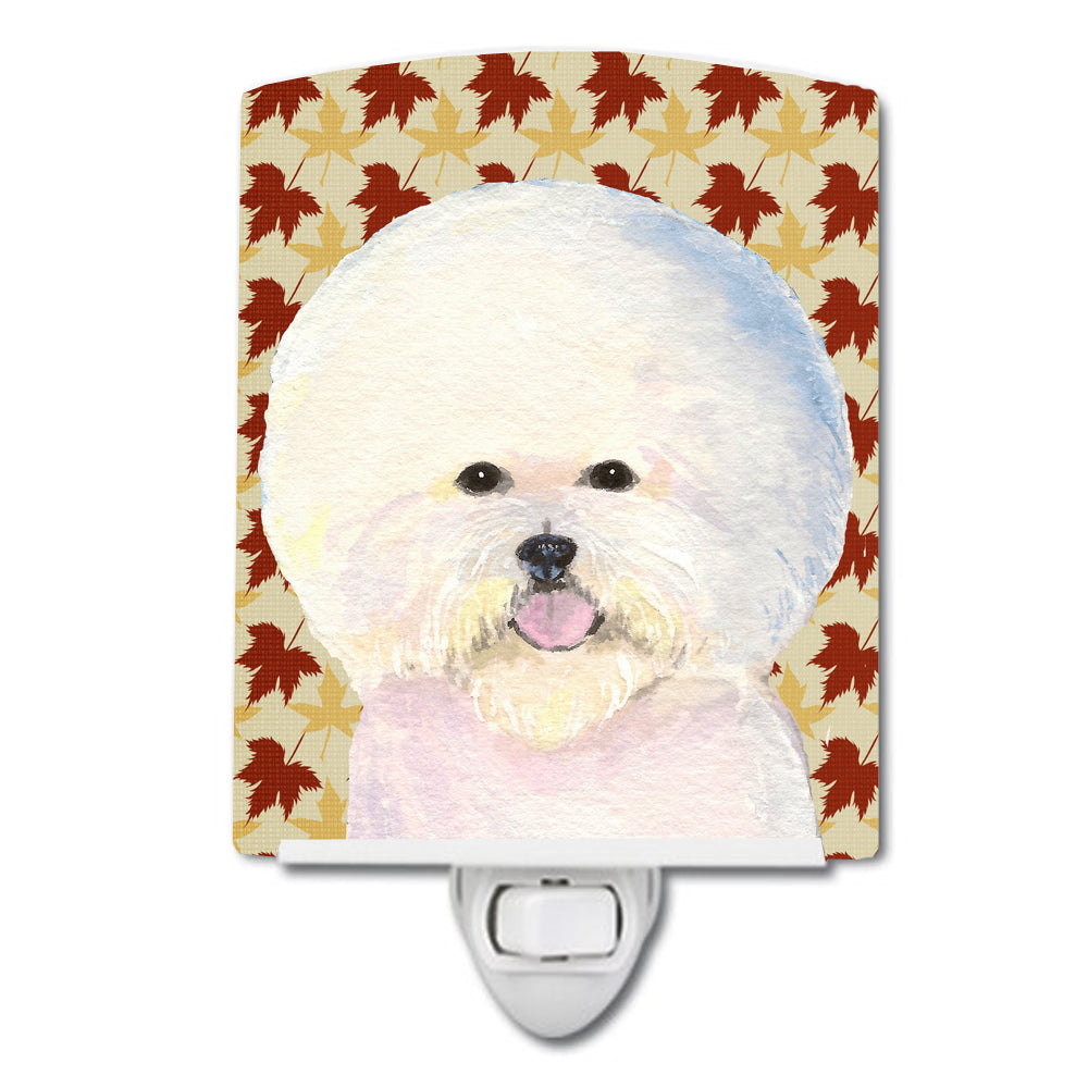 Bichon Frise Fall Leaves Portrait Ceramic Night Light SS4330CNL - the-store.com