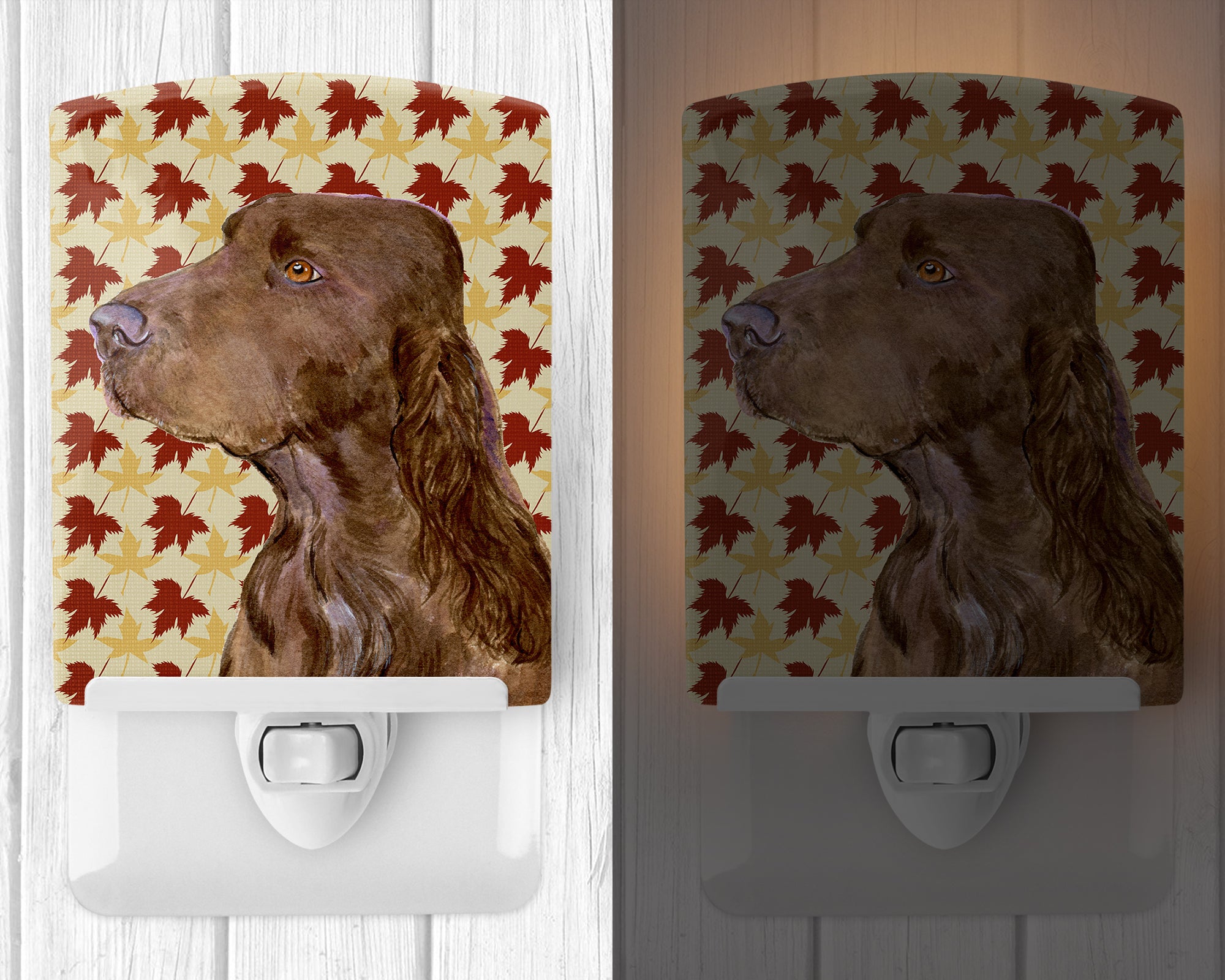 Field Spaniel Fall Leaves Portrait Ceramic Night Light SS4331CNL - the-store.com