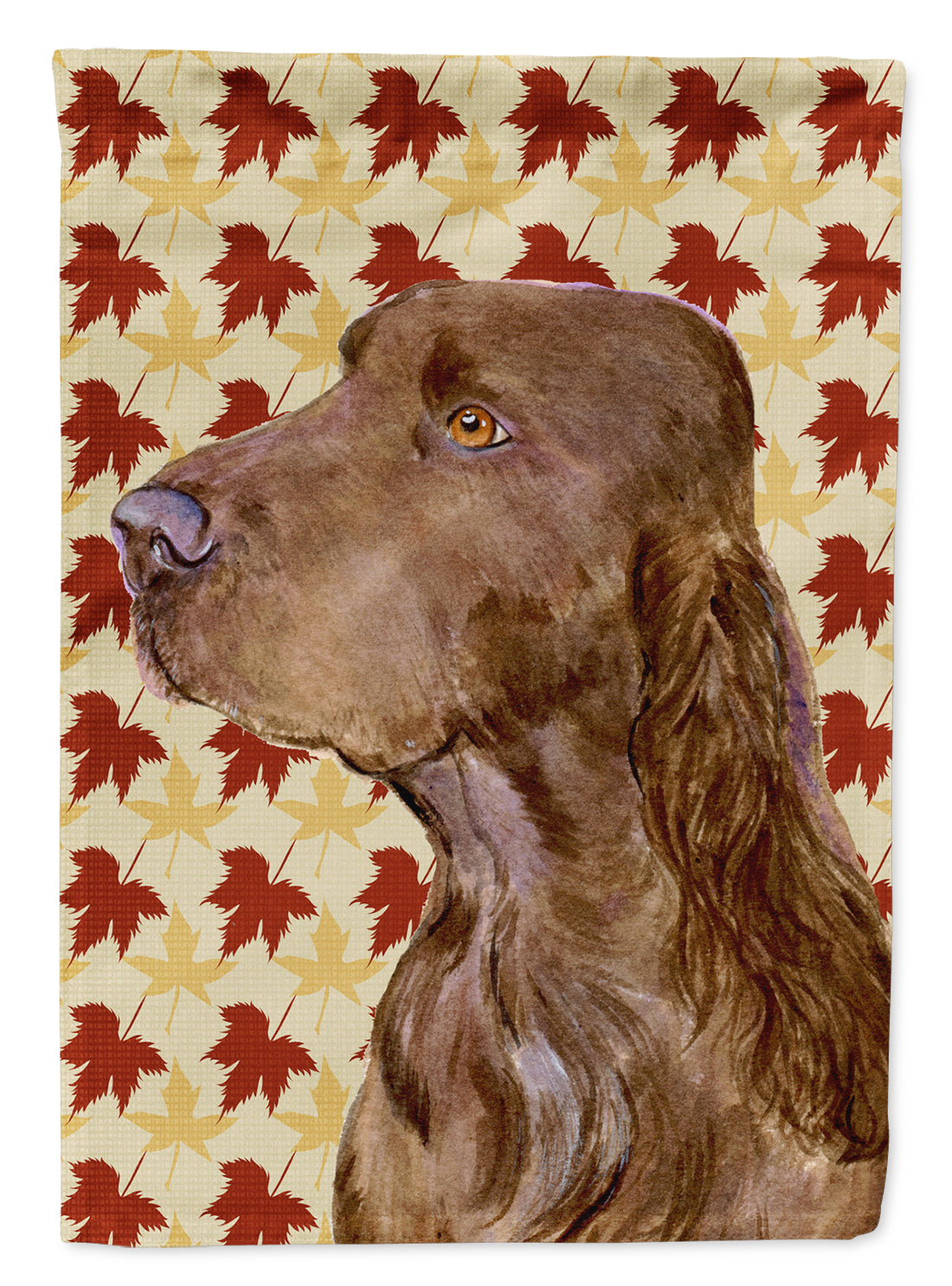 Field Spaniel Fall Leaves Portrait Flag Garden Size.