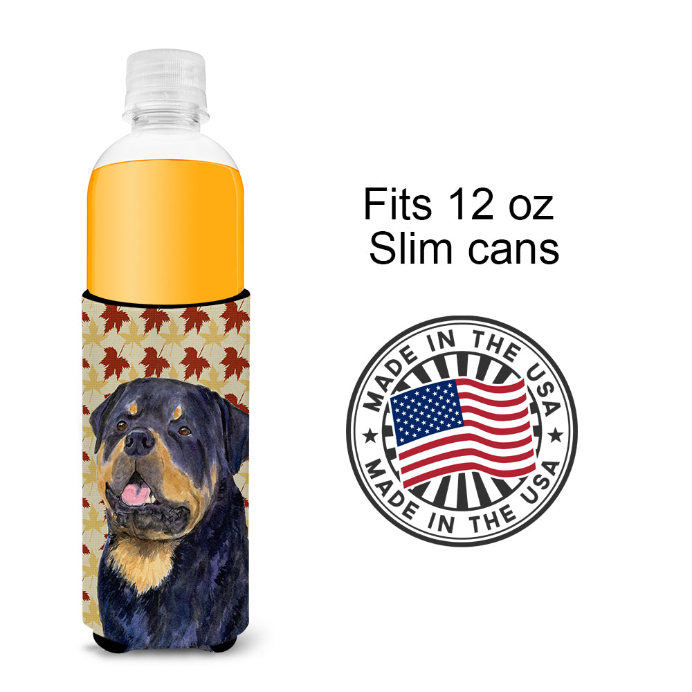 Rottweiler Fall Leaves Portrait Ultra Beverage Insulators for slim cans SS4332MUK.