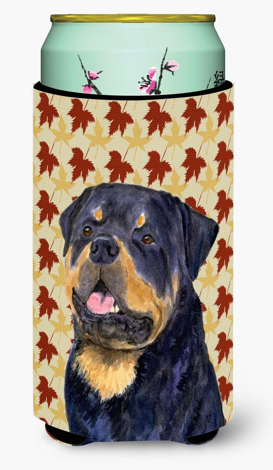 Rottweiler Fall Leaves Portrait  Tall Boy Beverage Insulator Beverage Insulator Hugger by Caroline&#39;s Treasures