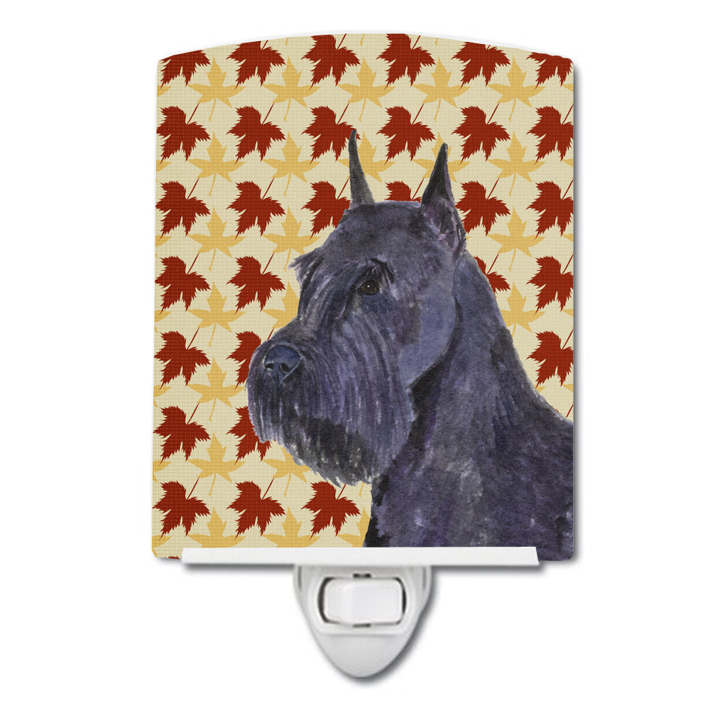 Schnauzer Giant Fall Leaves Portrait Ceramic Night Light SS4333CNL - the-store.com