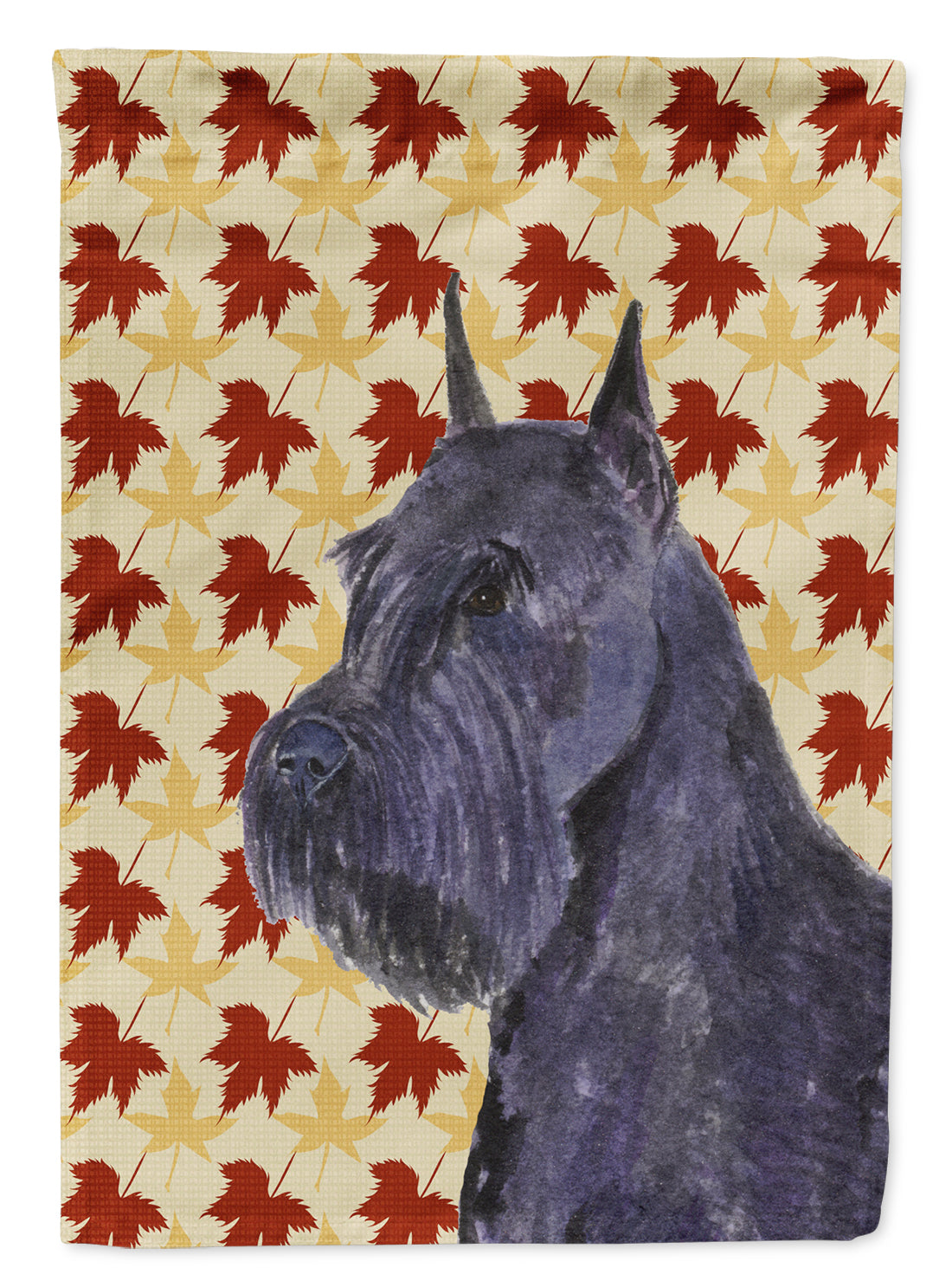 Schnauzer Giant Fall Leaves Portrait Flag Garden Size.