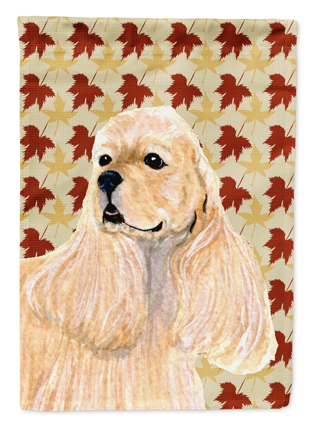 Cocker Spaniel Fall Leaves Portrait Flag Garden Size.