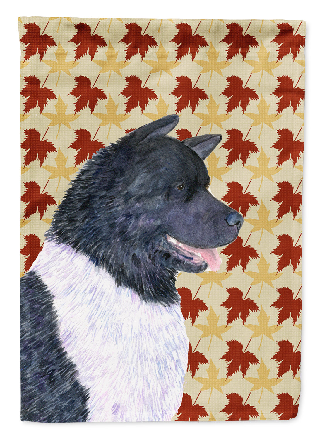 Akita Fall Leaves Portrait Flag Garden Size.