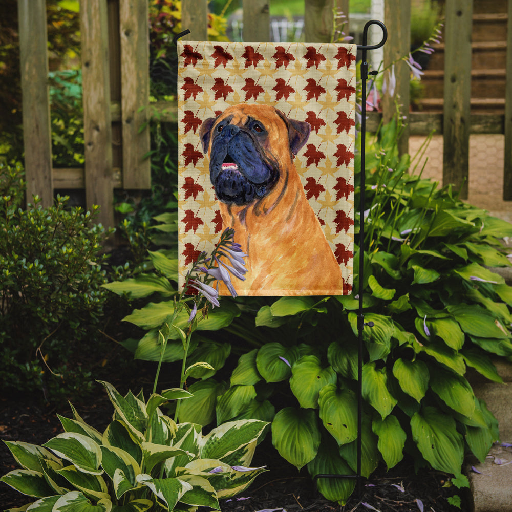 Mastiff Fall Leaves Portrait Flag Garden Size.