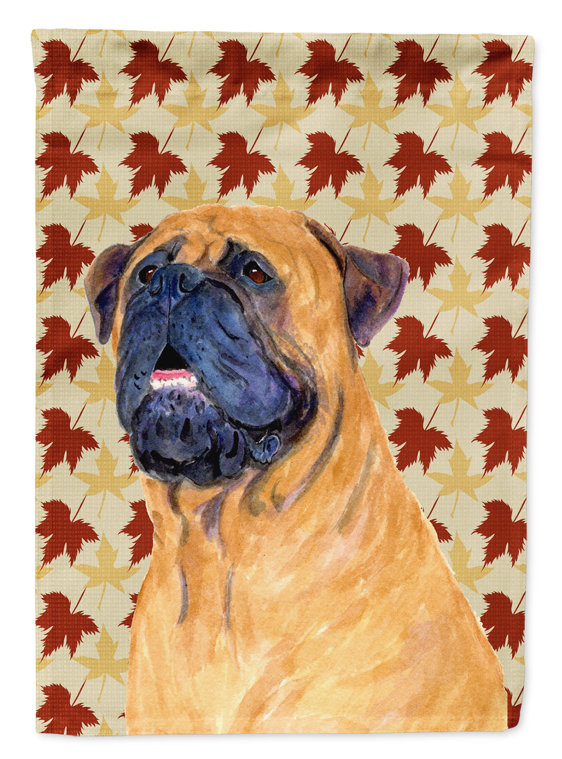 Mastiff Fall Leaves Portrait Flag Garden Size.