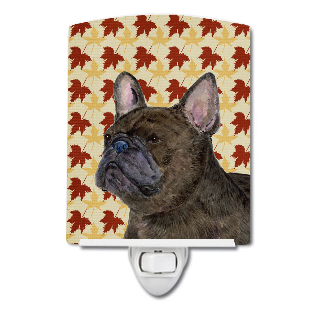 French Bulldog Fall Leaves Portrait Ceramic Night Light SS4337CNL - the-store.com