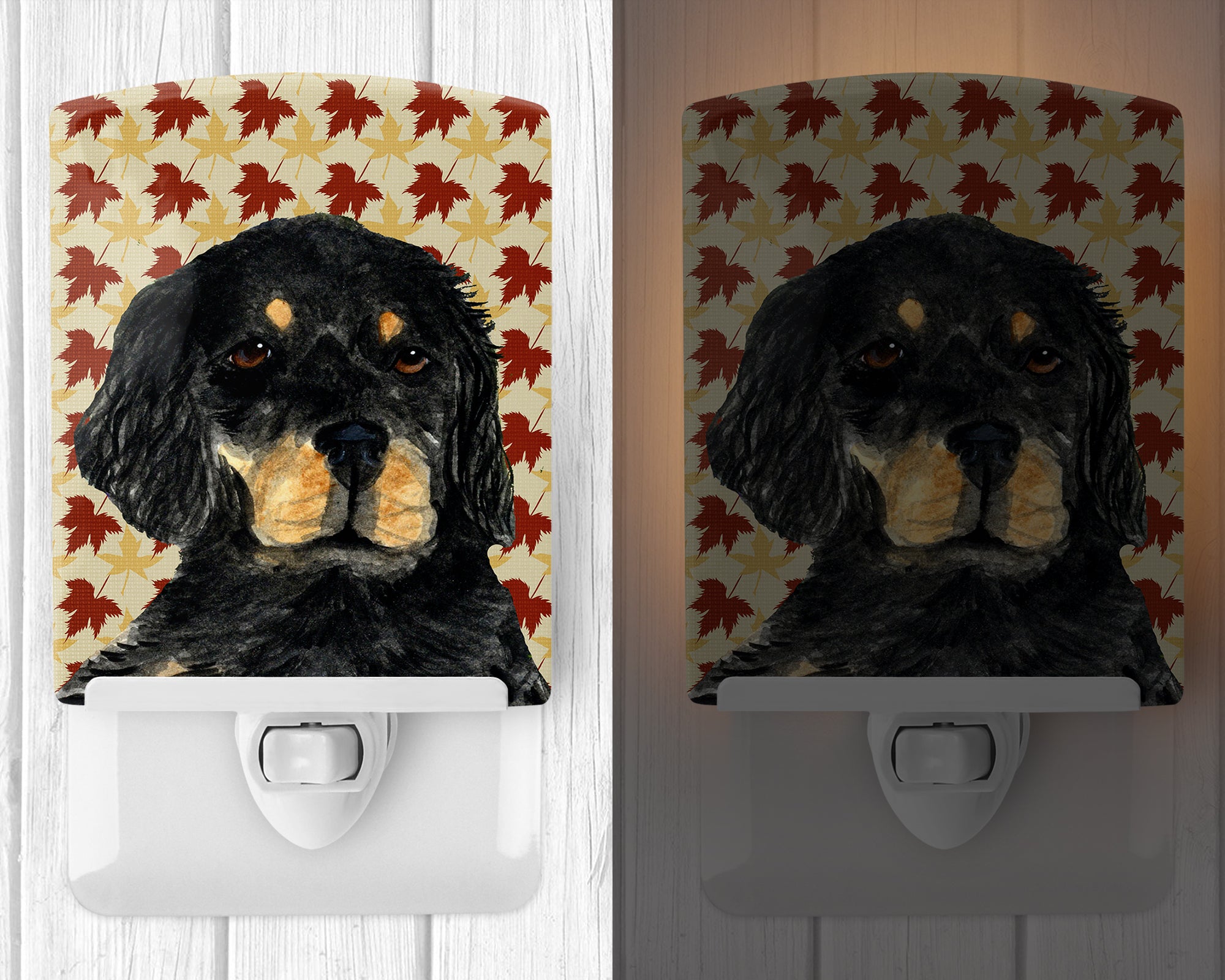 Gordon Setter Fall Leaves Portrait Ceramic Night Light SS4341CNL - the-store.com