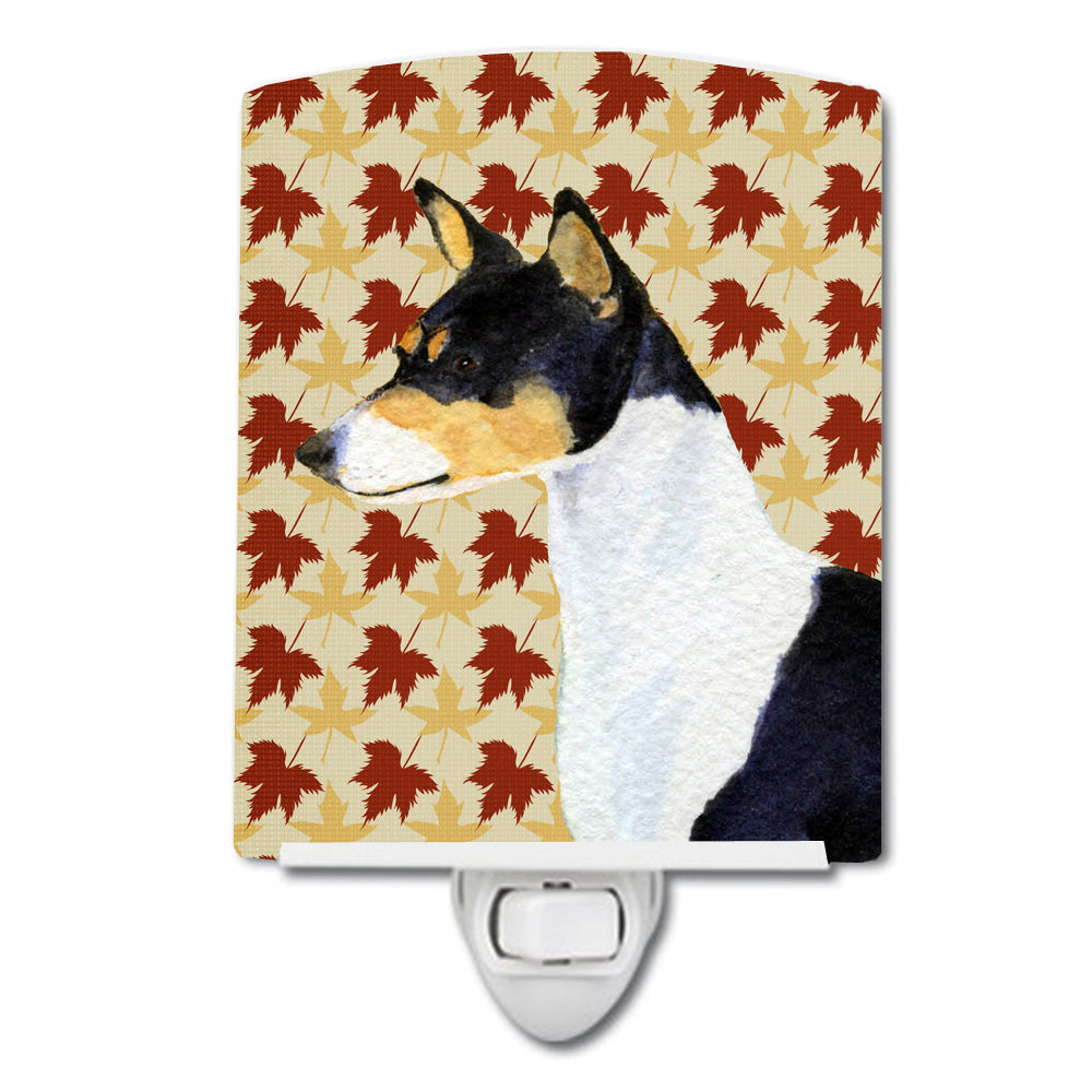 Basenji Fall Leaves Portrait Ceramic Night Light SS4342CNL - the-store.com