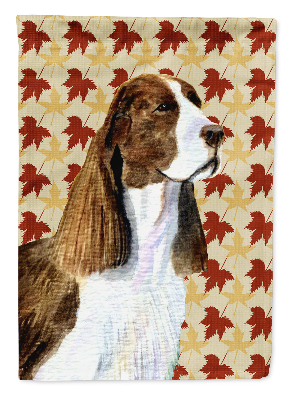 Springer Spaniel Fall Leaves Portrait Flag Canvas House Size  the-store.com.