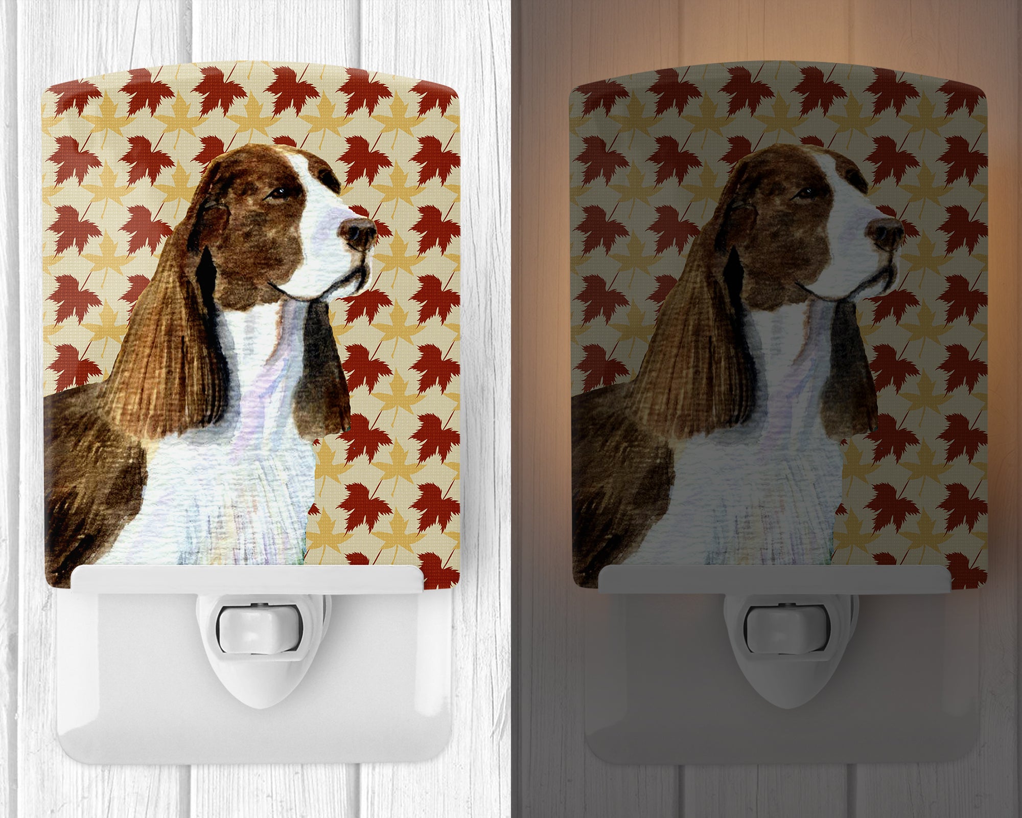 Springer Spaniel Fall Leaves Portrait Ceramic Night Light SS4343CNL - the-store.com