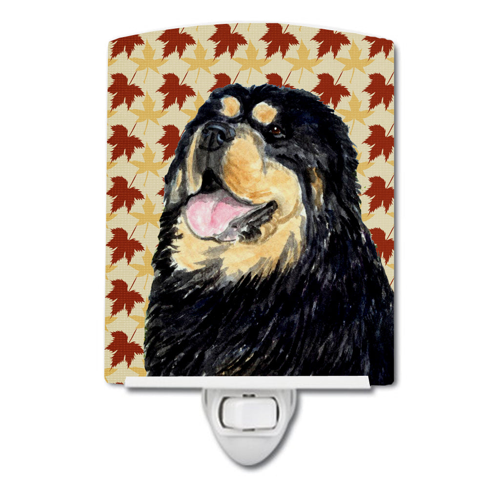 Tibetan Mastiff Fall Leaves Portrait Ceramic Night Light SS4344CNL - the-store.com