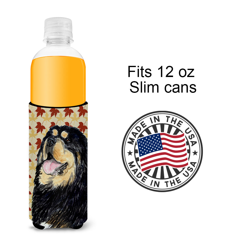 Tibetan Mastiff Fall Leaves Portrait Ultra Beverage Insulators for slim cans SS4344MUK.