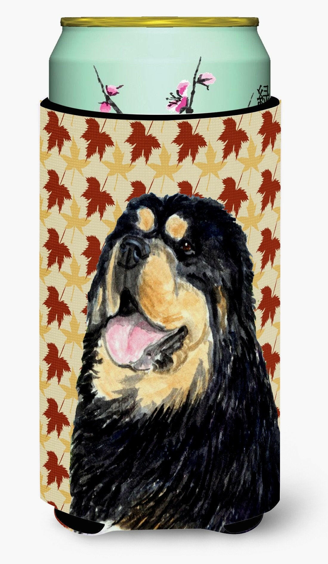 Tibetan Mastiff Fall Leaves Portrait  Tall Boy Beverage Insulator Beverage Insulator Hugger by Caroline's Treasures