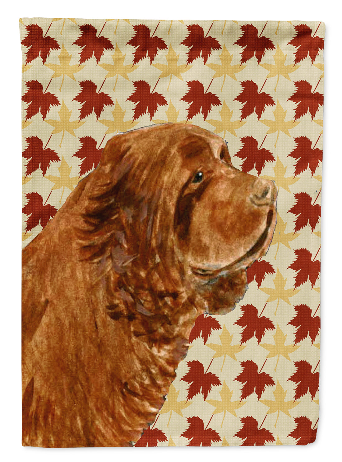 Sussex Spaniel Fall Leaves Portrait Flag Canvas House Size  the-store.com.