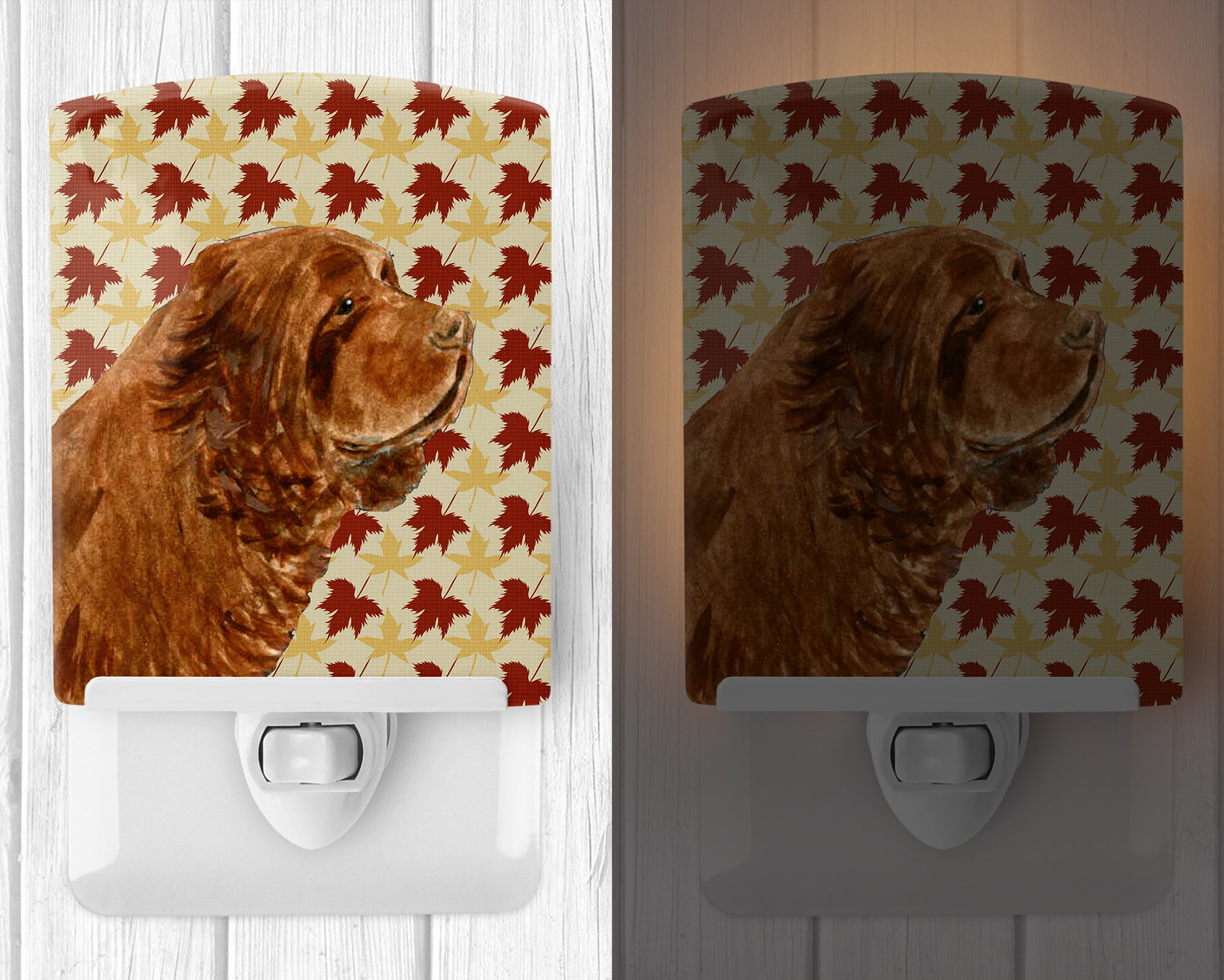 Sussex Spaniel Fall Leaves Portrait Ceramic Night Light SS4346CNL - the-store.com