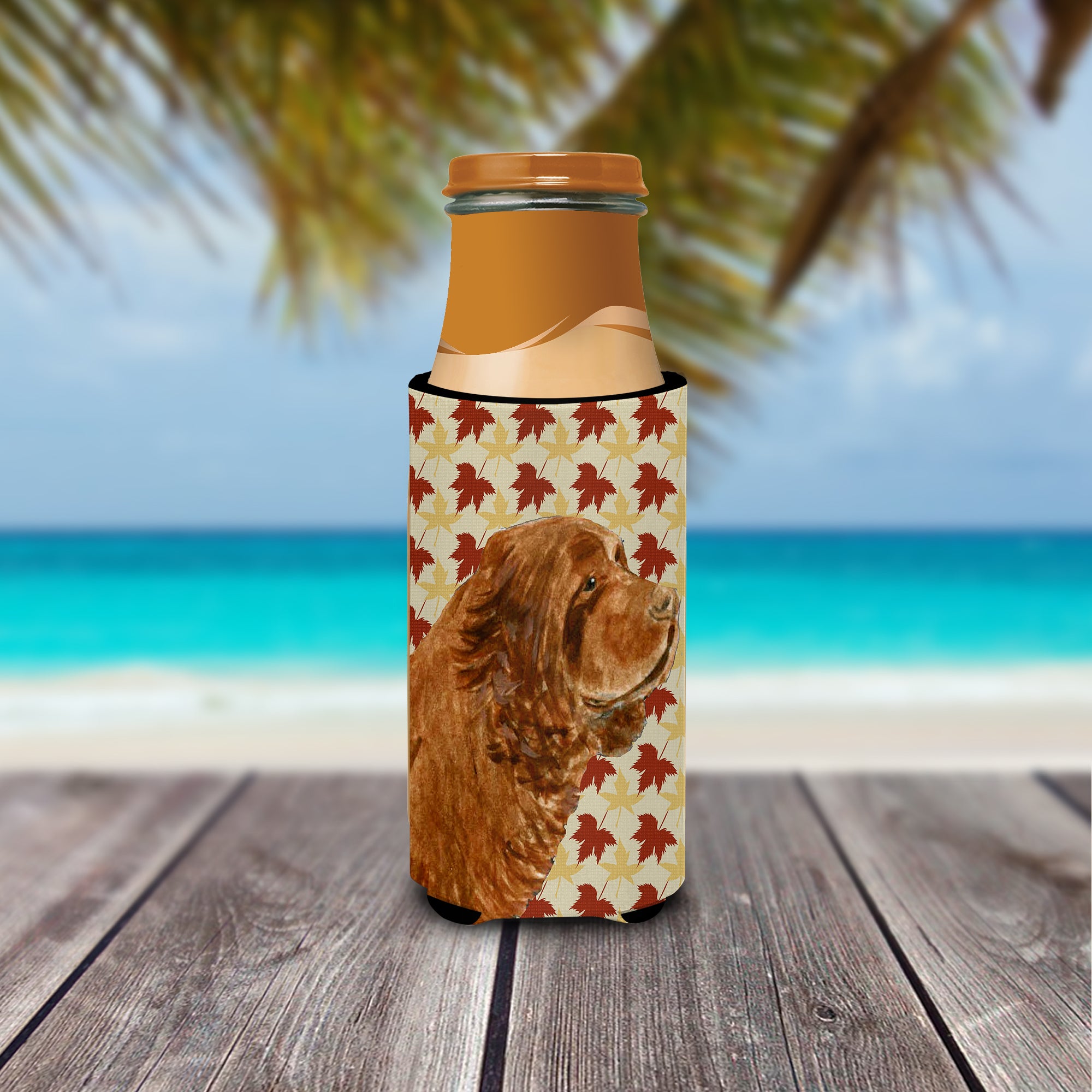 Sussex Spaniel Fall Leaves Portrait Ultra Beverage Insulators for slim cans SS4346MUK.