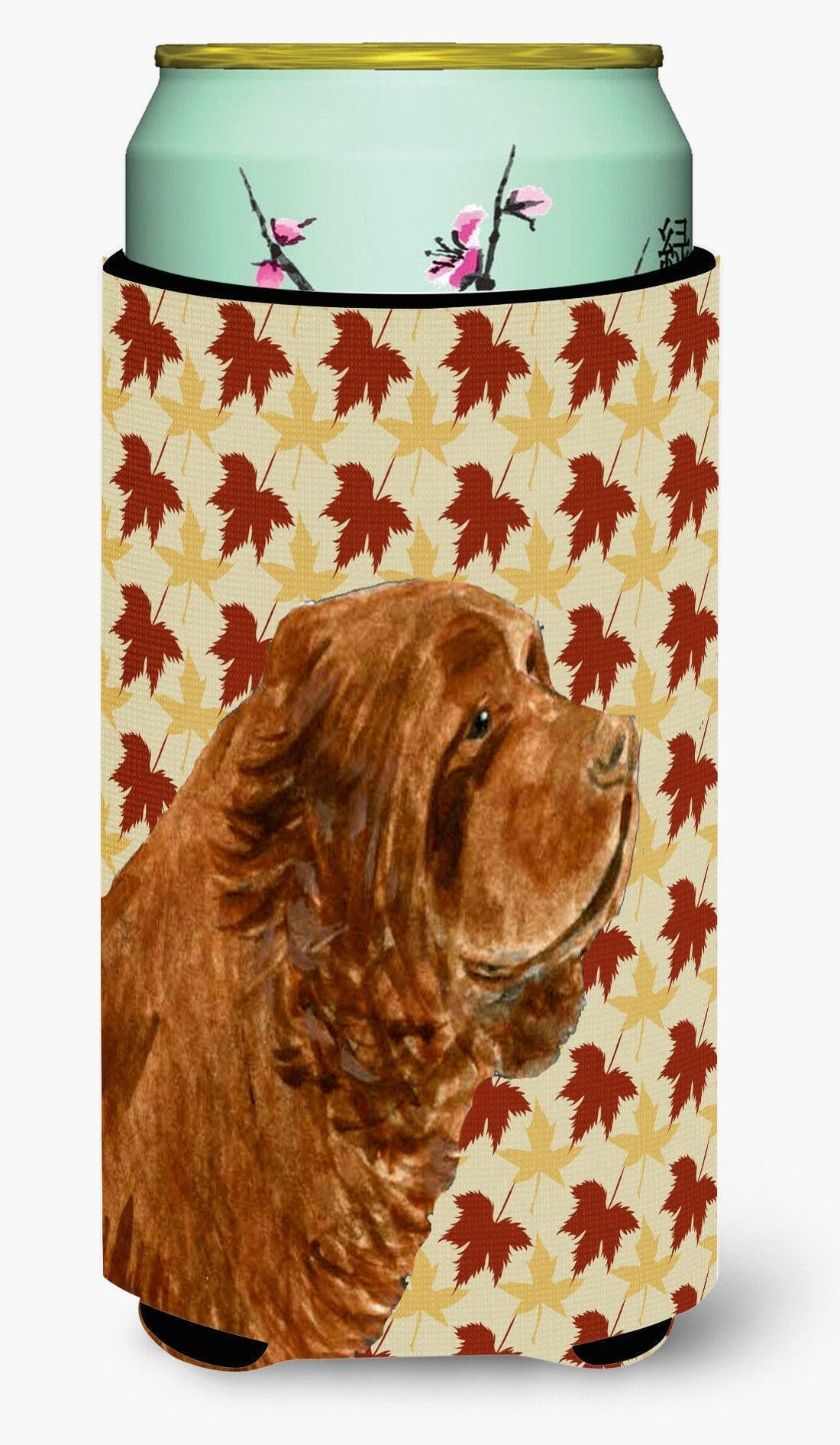 Sussex Spaniel Fall Leaves Portrait  Tall Boy Beverage Insulator Beverage Insulator Hugger by Caroline's Treasures