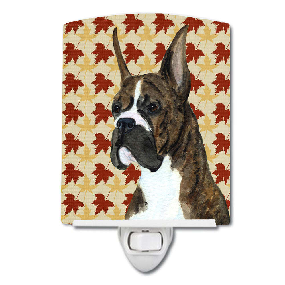 Boxer Brindle Fall Leaves Portrait Ceramic Night Light SS4348CNL - the-store.com