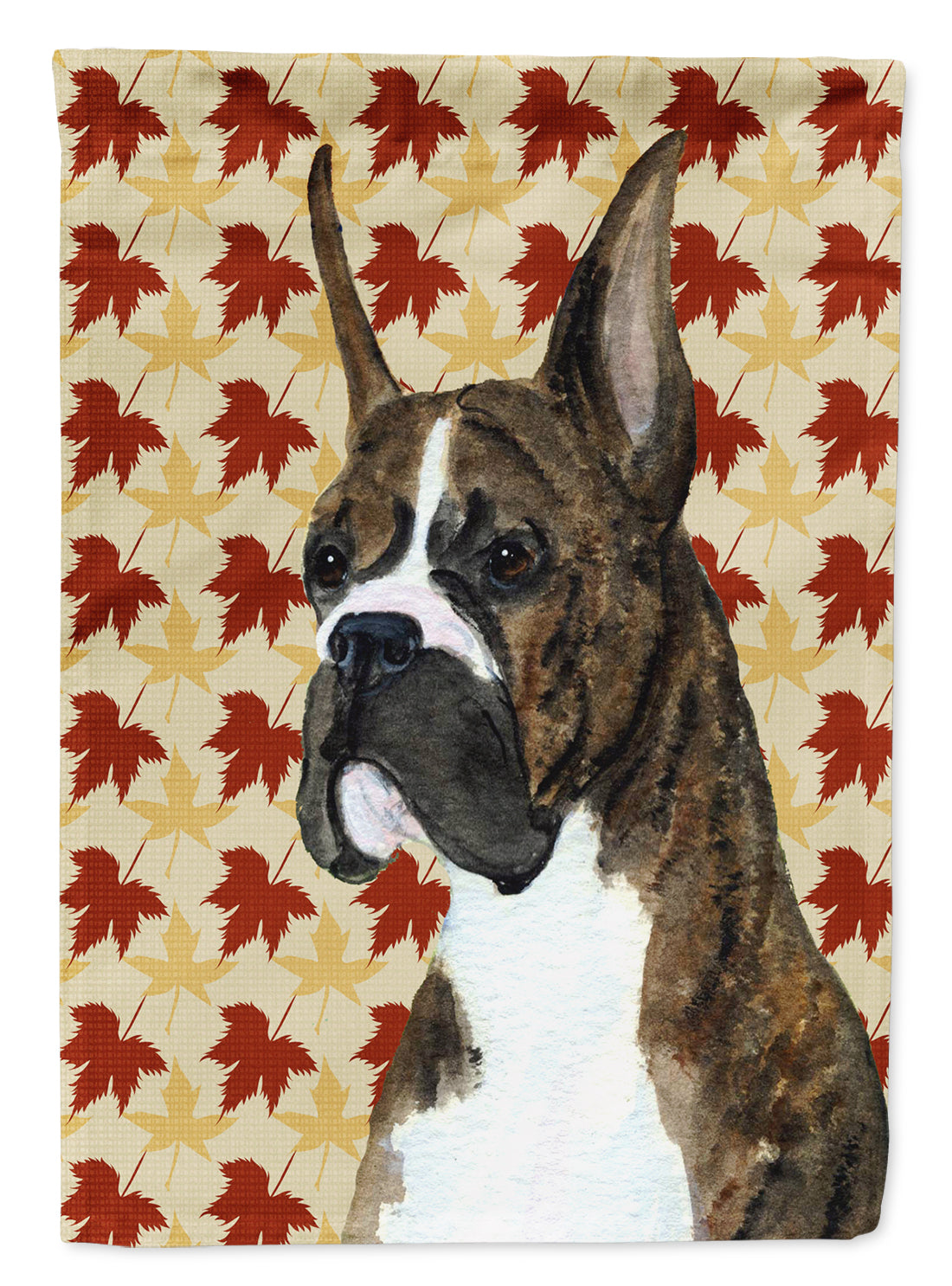 Boxer Brindle Fall Leaves Portrait Flag Garden Size.