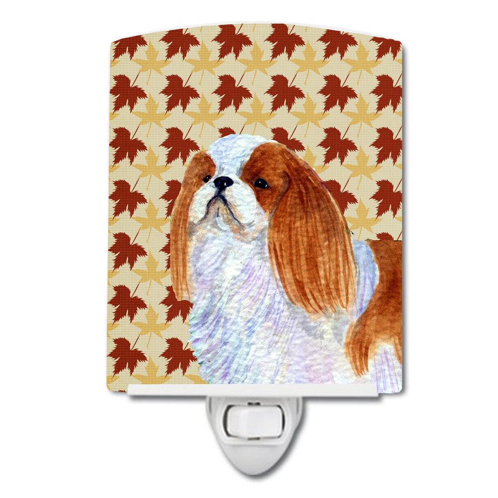 English Toy Spaniel Fall Leaves Portrait Ceramic Night Light SS4349CNL - the-store.com