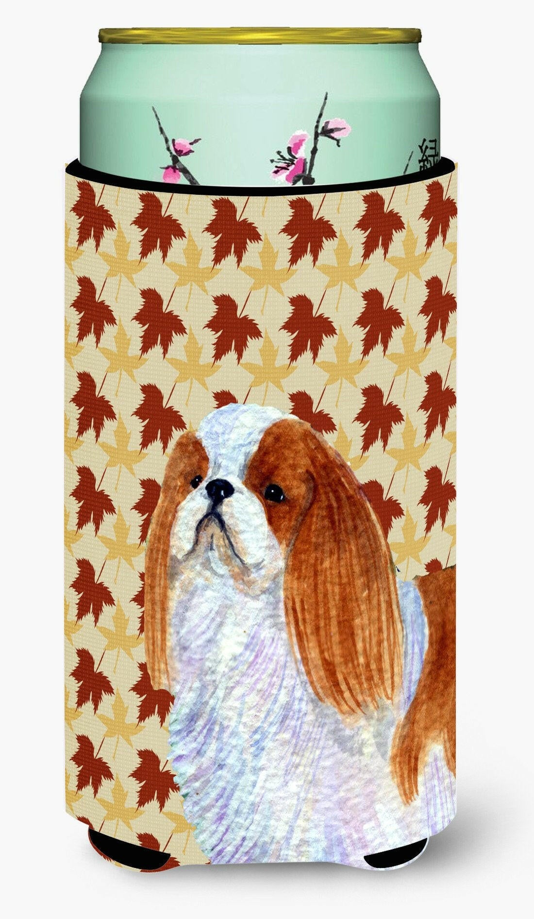 English Toy Spaniel Fall Leaves Portrait  Tall Boy Beverage Insulator Beverage Insulator Hugger by Caroline&#39;s Treasures