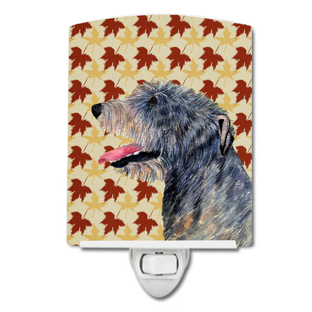 Irish Wolfhound Fall Leaves Portrait Ceramic Night Light SS4350CNL - the-store.com