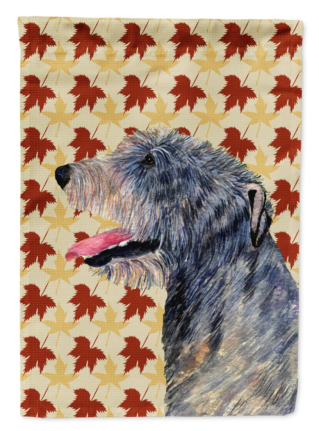 Irish Wolfhound Fall Leaves Portrait Flag Garden Size.