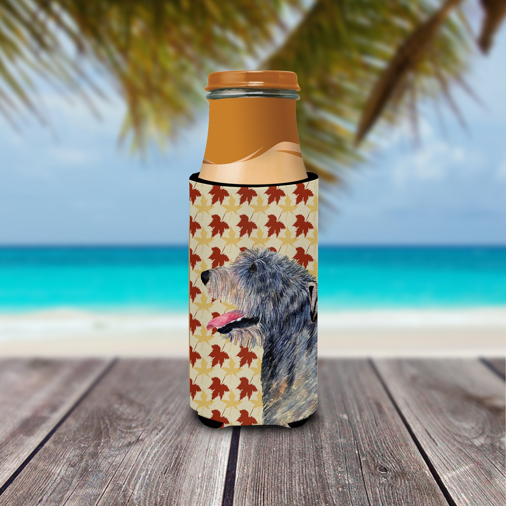 Irish Wolfhound Fall Leaves Portrait Ultra Beverage Insulators for slim cans SS4350MUK.