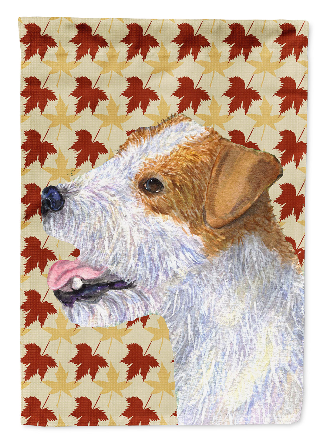 Jack Russell Terrier Fall Leaves Portrait Flag Canvas House Size  the-store.com.