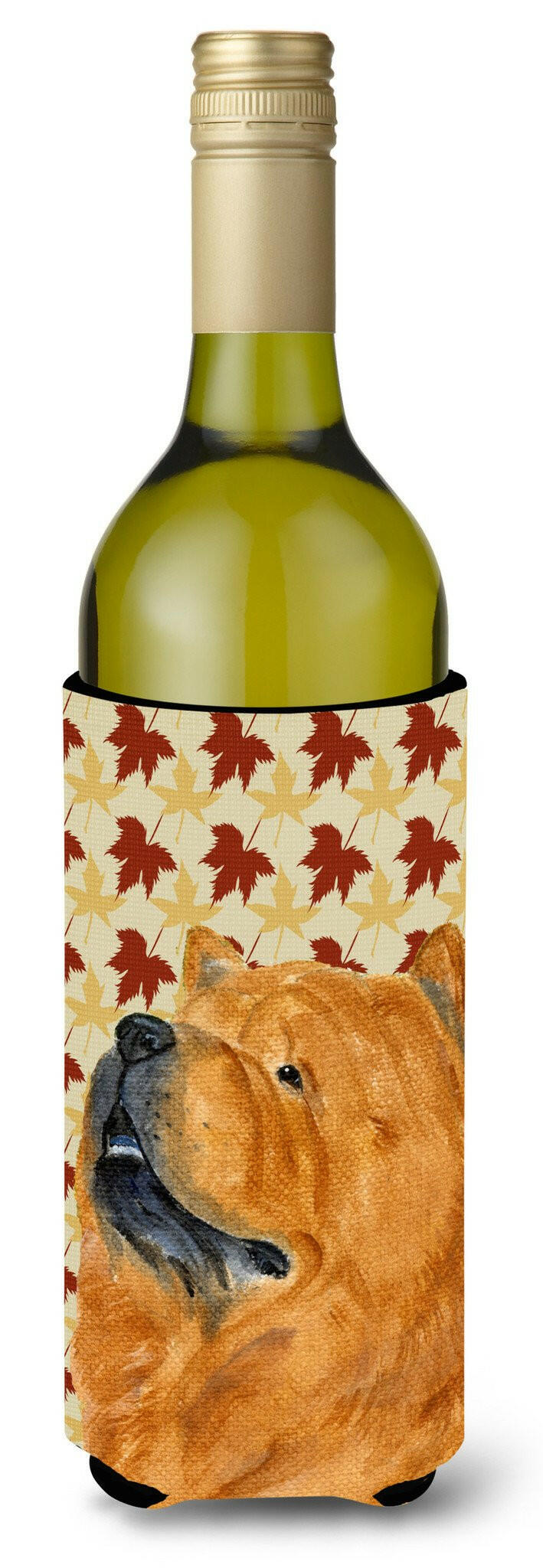 Chow Chow Fall Leaves Portrait Wine Bottle Beverage Insulator Beverage Insulator Hugger by Caroline's Treasures