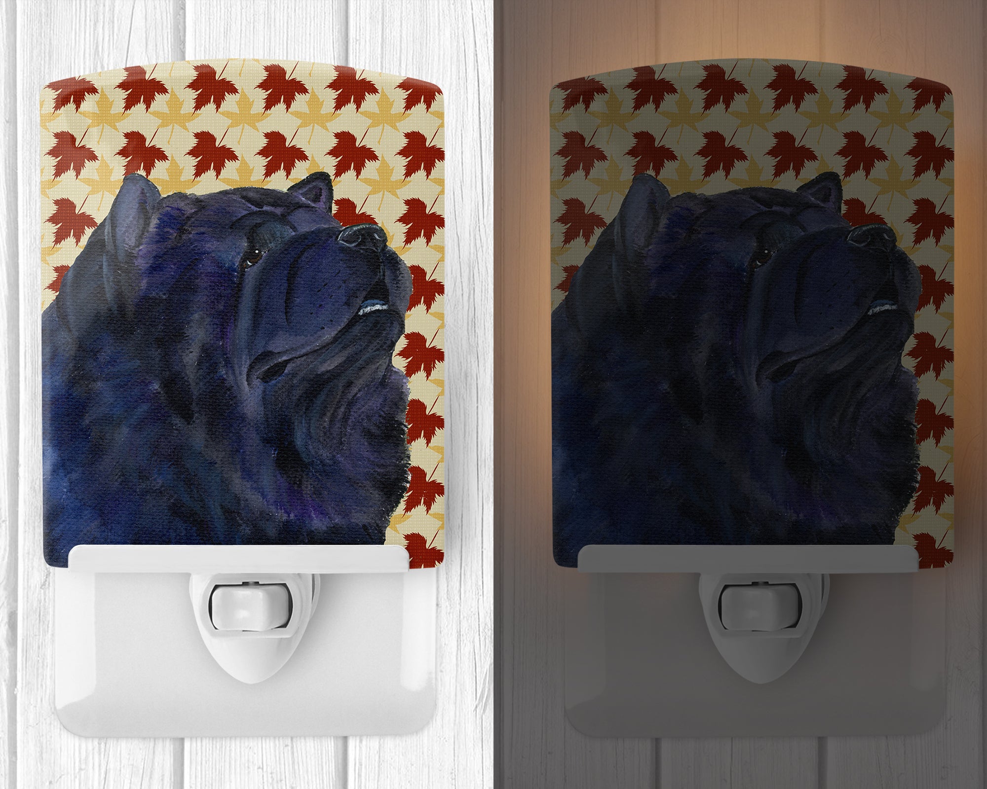 Chow Chow Fall Leaves Portrait Ceramic Night Light SS4355CNL - the-store.com