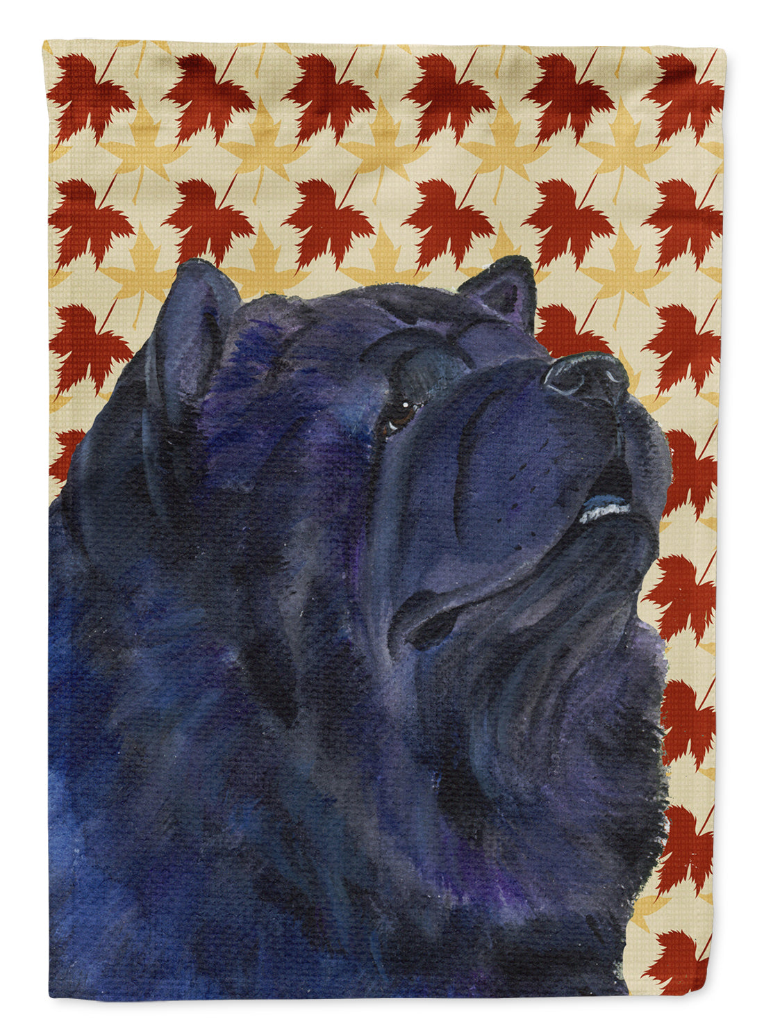 Chow Chow Fall Leaves Portrait Flag Garden Size.