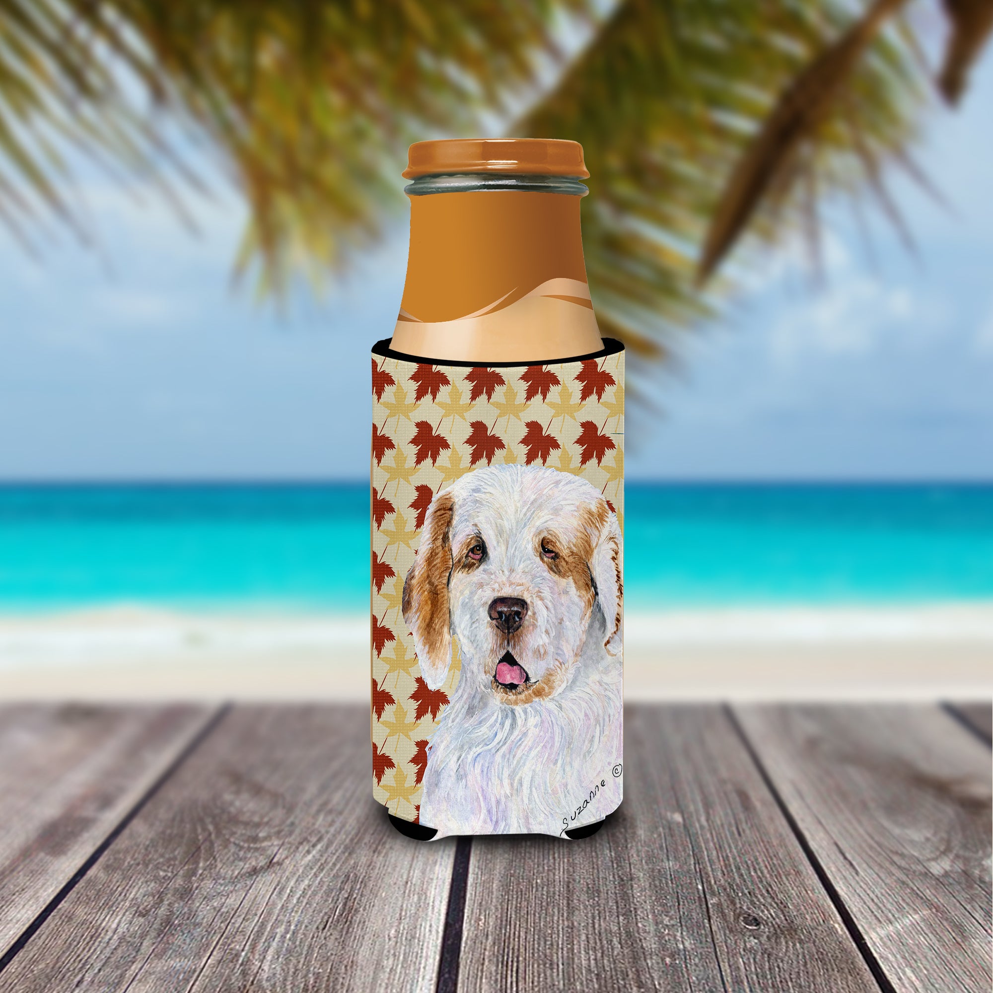 Clumber Spaniel Fall Leaves Portrait Ultra Beverage Insulators for slim cans SS4356MUK.