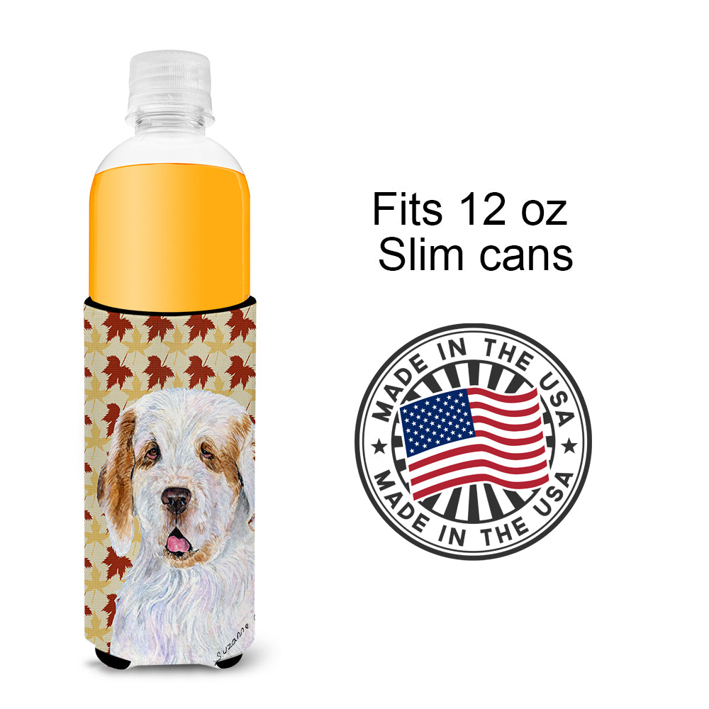 Clumber Spaniel Fall Leaves Portrait Ultra Beverage Insulators for slim cans SS4356MUK.