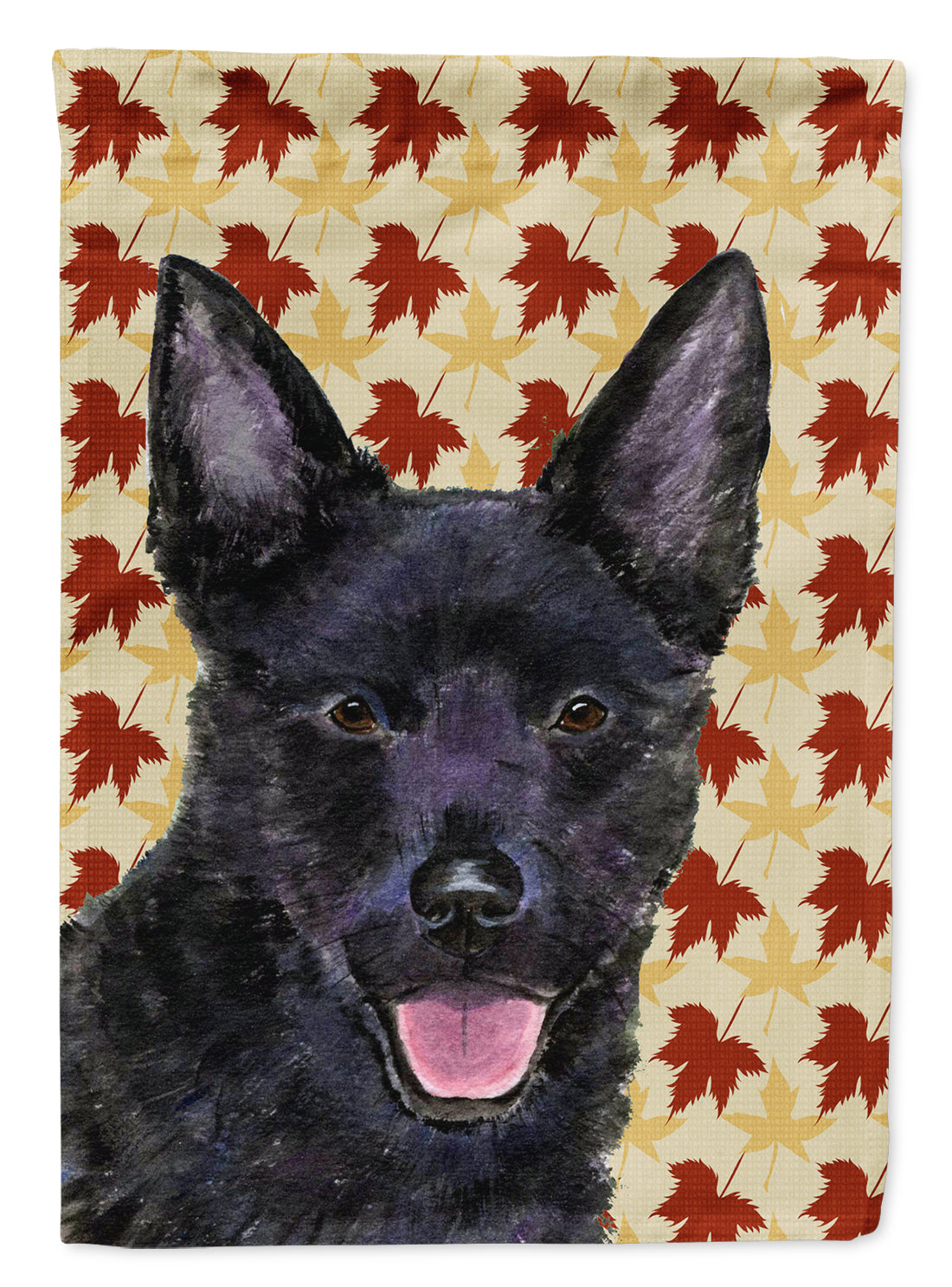 Australian Kelpie Fall Leaves Portrait Flag Canvas House Size  the-store.com.