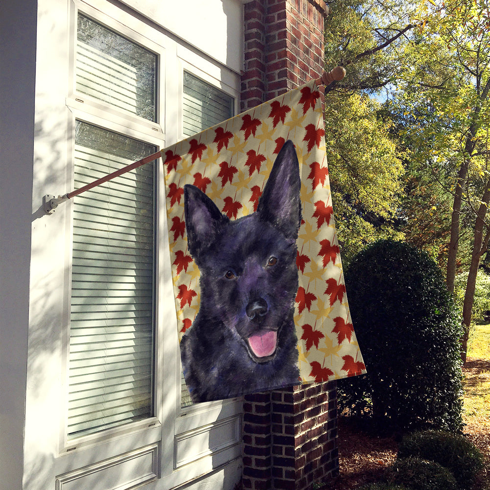 Australian Kelpie Fall Leaves Portrait Flag Canvas House Size  the-store.com.