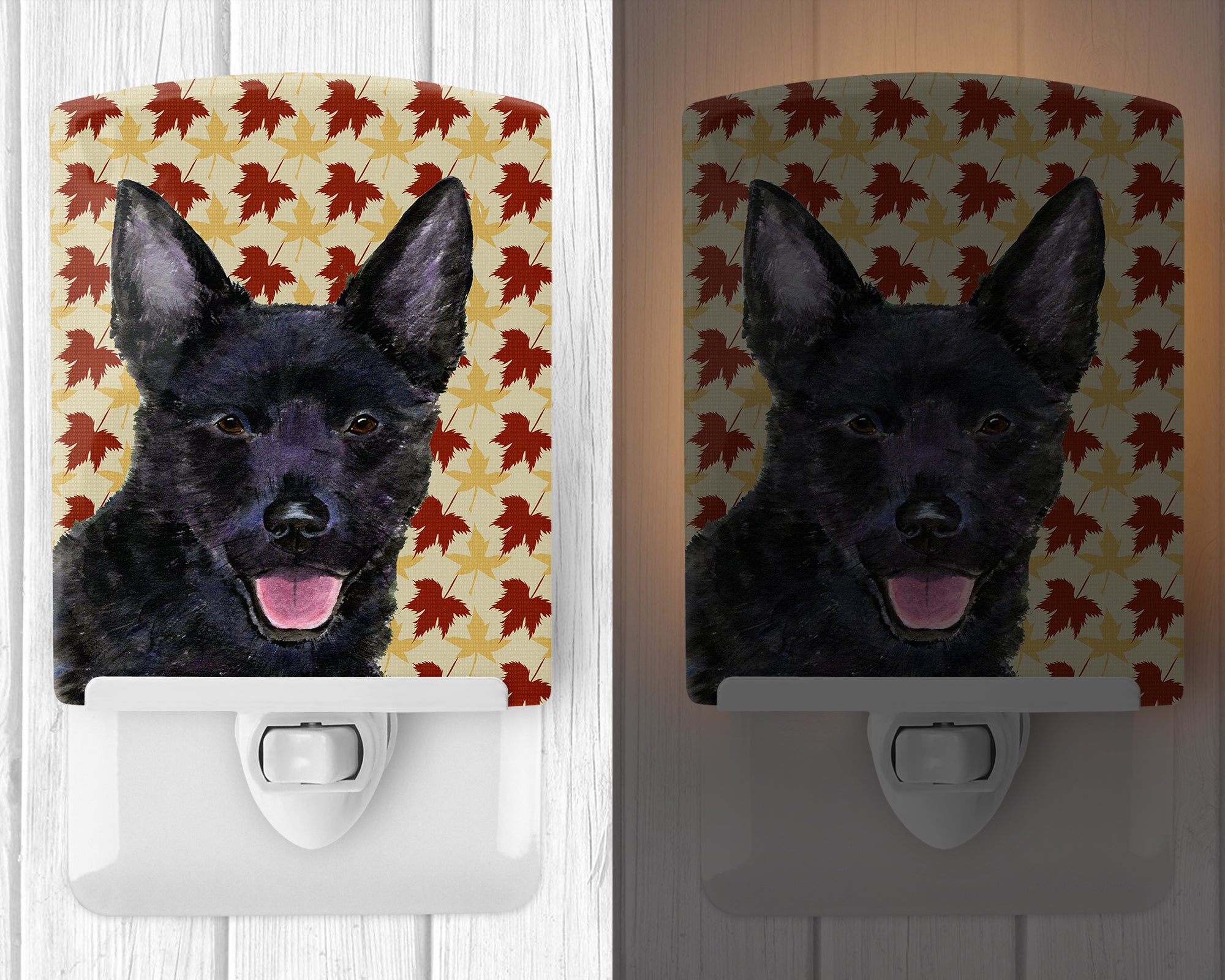 Australian Kelpie Fall Leaves Portrait Ceramic Night Light SS4358CNL - the-store.com