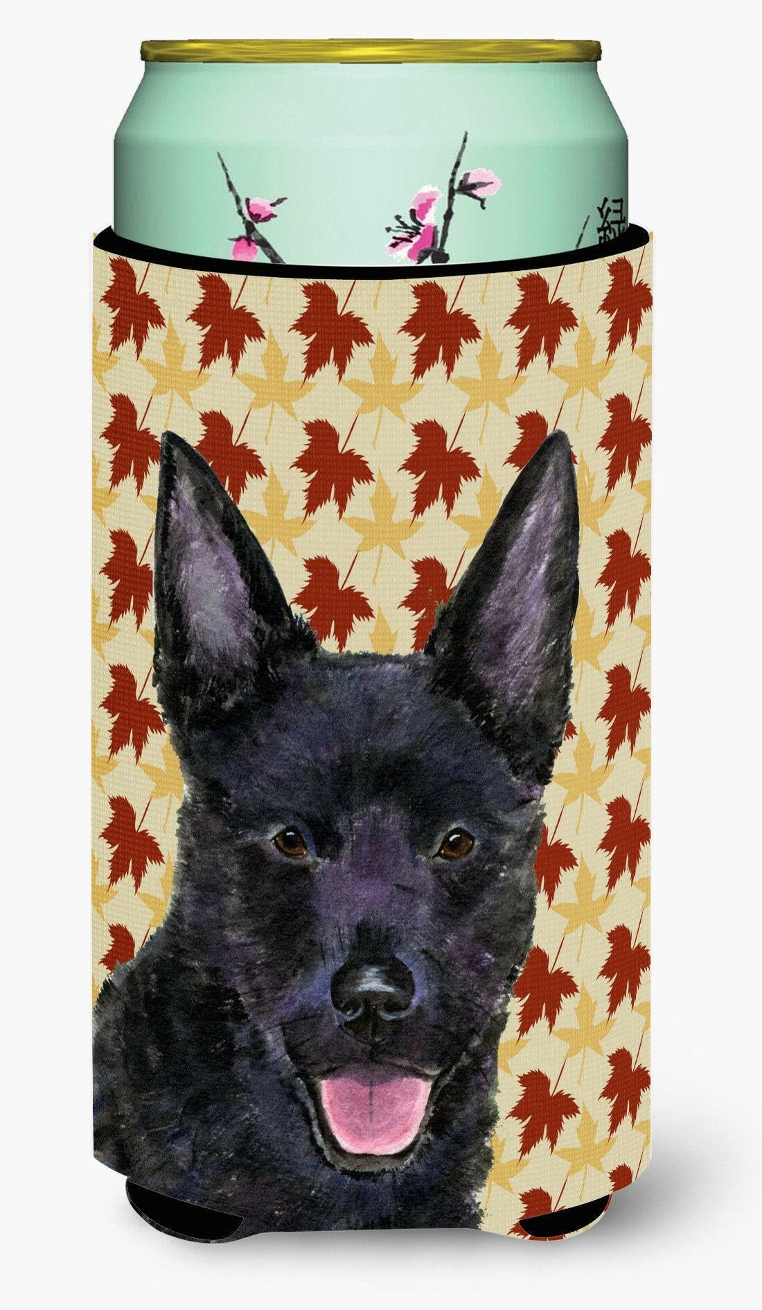 Australian Kelpie Fall Leaves Portrait  Tall Boy Beverage Insulator Beverage Insulator Hugger by Caroline&#39;s Treasures