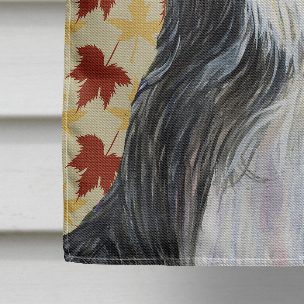 Bearded Collie Fall Leaves Portrait Flag Canvas House Size  the-store.com.