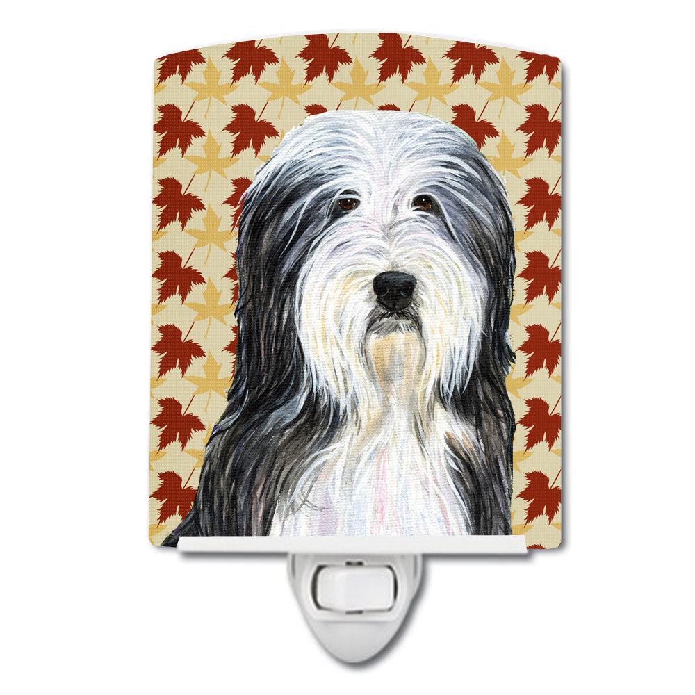 Bearded Collie Fall Leaves Portrait Ceramic Night Light SS4359CNL - the-store.com